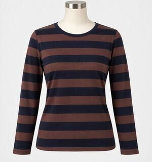 Kule Women’s The Striped Modern Long Sleeve Shirt Size Large Brown